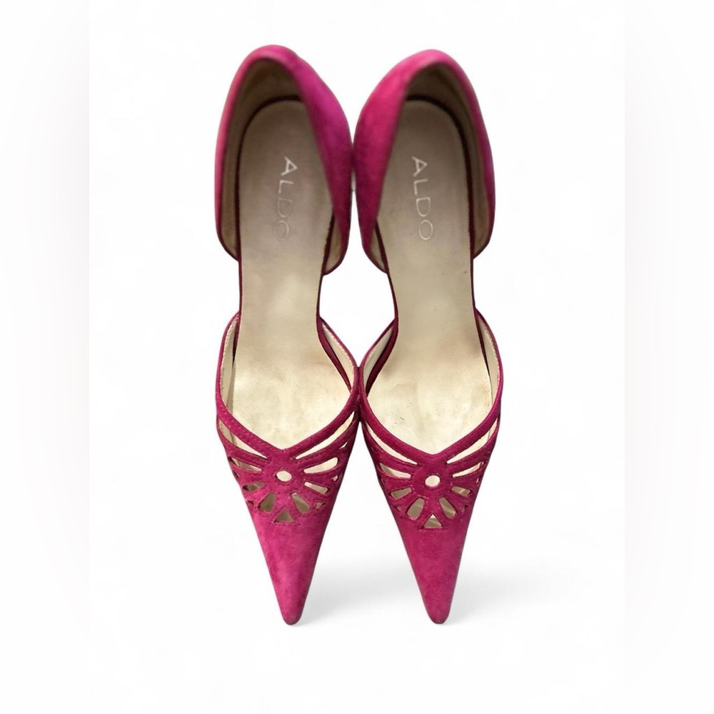 Aldo Fuchsia Suede Stiletto Heels with Cut-out Detail Y2K RARE